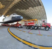 Truck transporting space shuttle